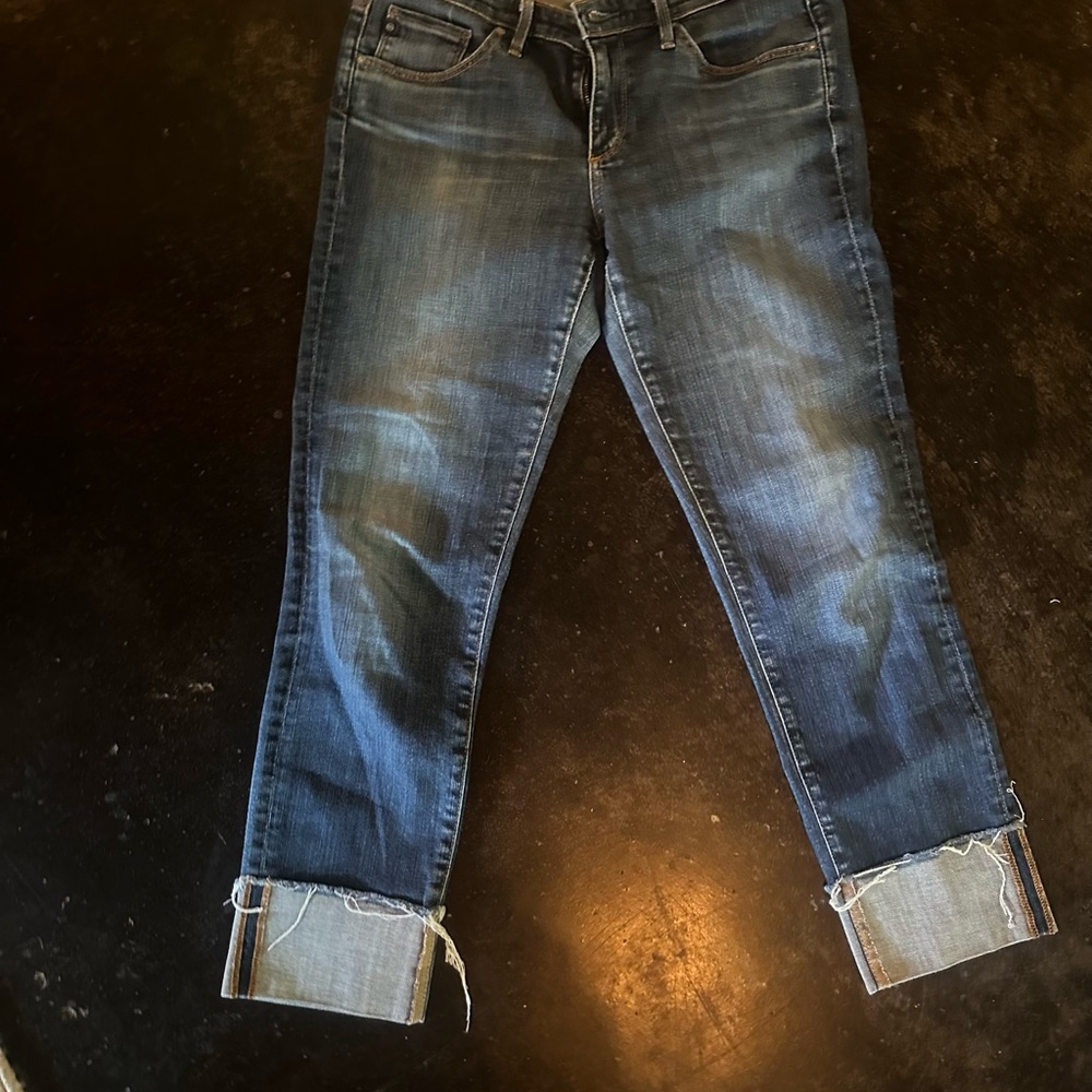 AG Adriano Goldschmied Dark Blue Cuffed Jeans size 28